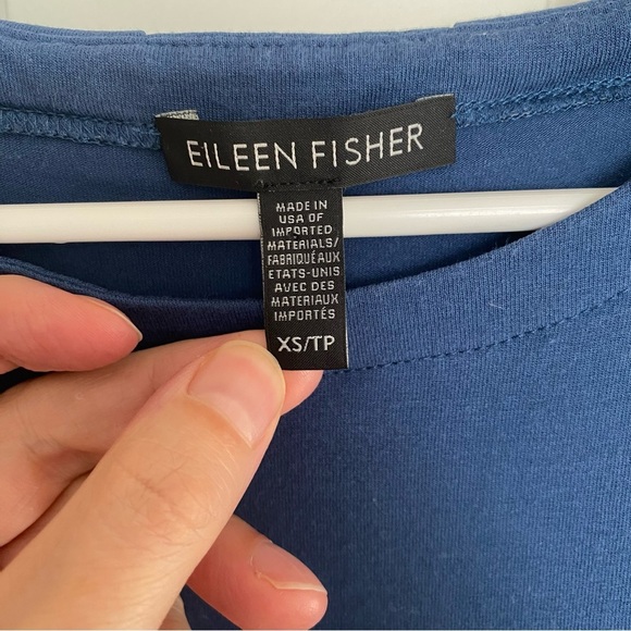 Eileen Fisher Blue 3/4 Sleeve Viscose Dress with Back Tie Detail Size XS - Picture 3 of 7